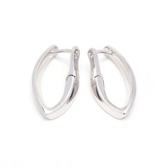 0.32ctw Diamond V Hoop Earrings, 14KT White Gold, Length 3/4 Inch, Small Diamond