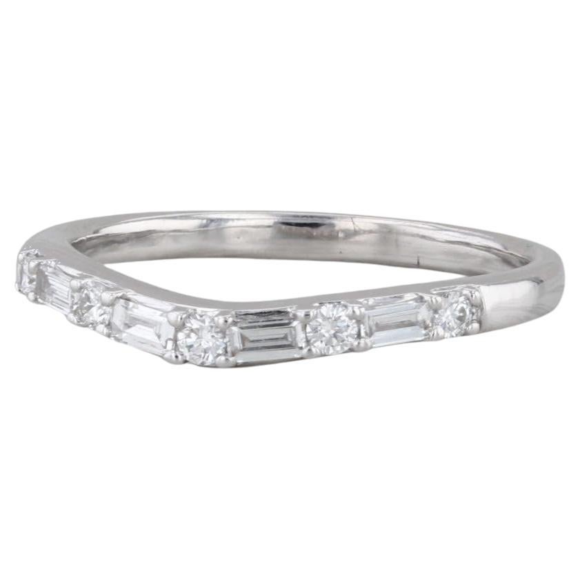 0.32ctw Diamond Wedding Band 14k White Gold Size 7.5 Stackable Anniversary Ring