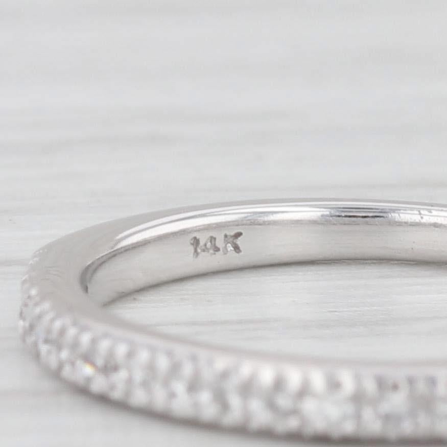 0.32ctw Round Diamond Halo Engagement Ring Wedding Band Set 14k White Gold For Sale 4