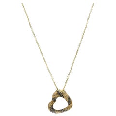 0.32ctw White and Chocolate Diamond Open Heart Pendant Necklace in 14K