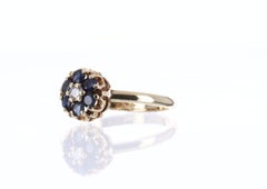 0.32tcw 14K Natural Sapphire & Diamond Floral Petite Ring