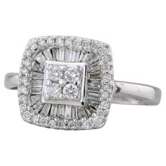 0,32tw Diamant Halo Verlobungsring 14k Weißgold Größe 3,75