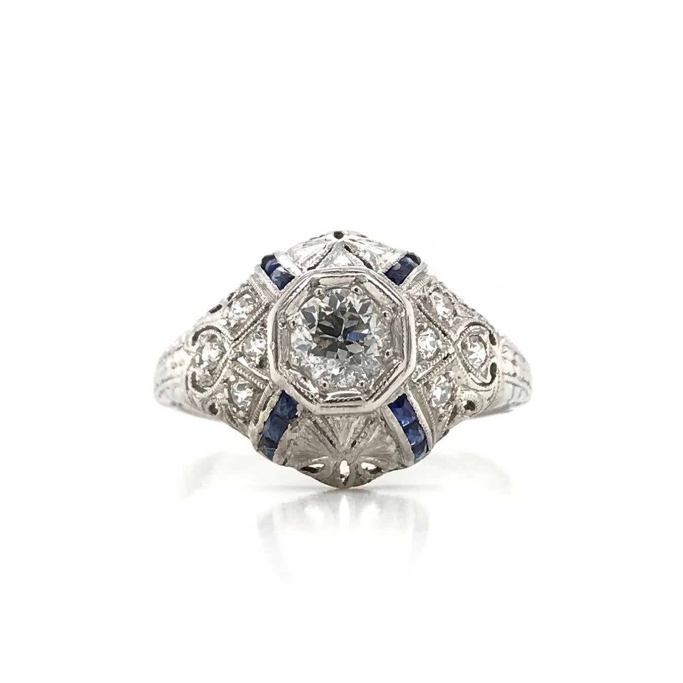Old European Cut 0.33 Carat Art Deco Diamond Ring