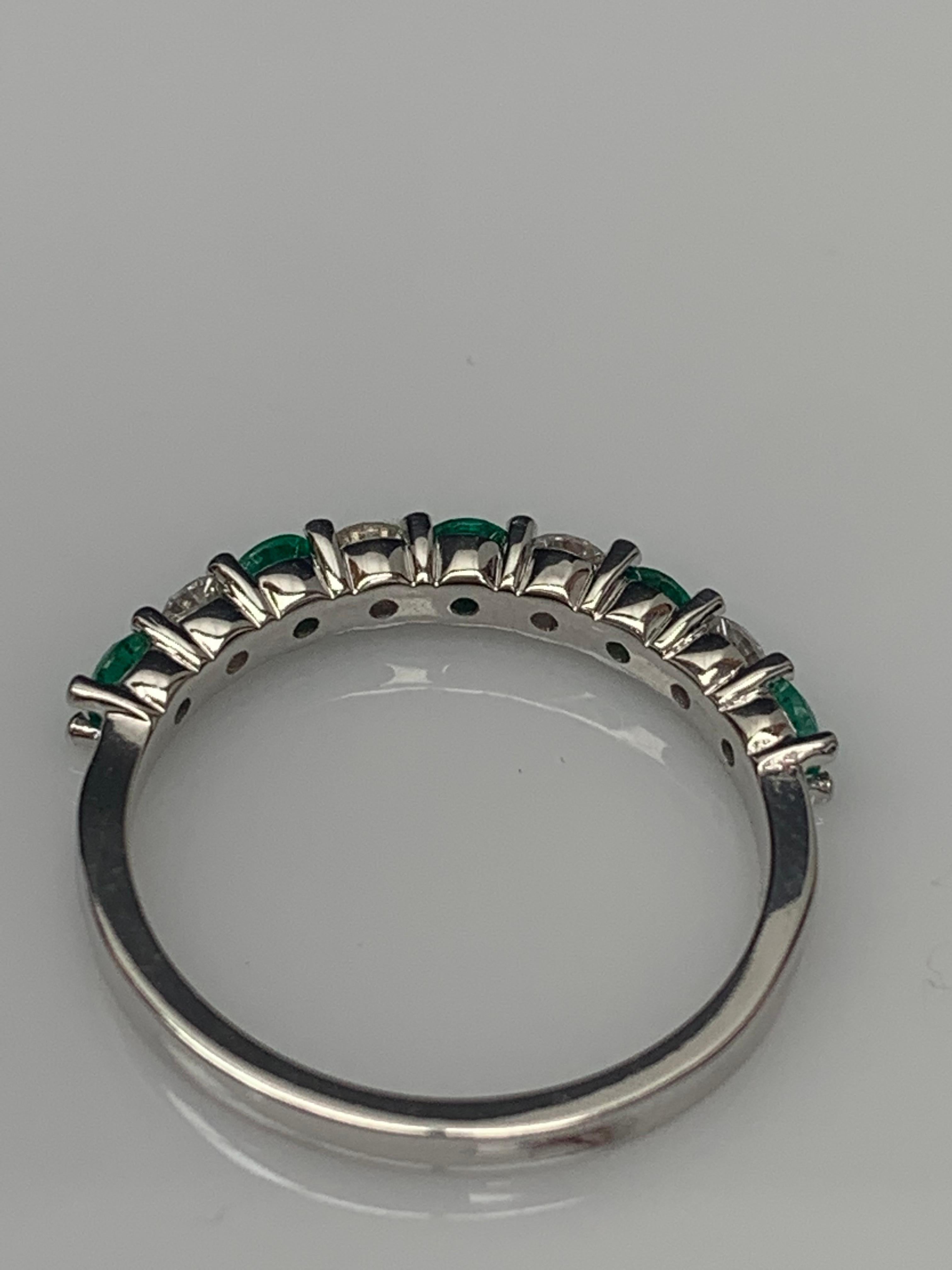 0.33 Carat Brilliant Cut Emerald Diamond 9 Stone Wedding Band 14K White Gold For Sale 5