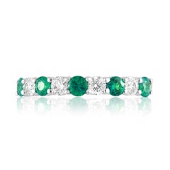 0.33 Carat Brilliant Cut Emerald Diamond 9 Stone Wedding Band 14K White Gold
