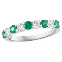 0.33 Carat Brilliante Cut Emerald Diamond 9 Stone Wedding Band 14K White Gold