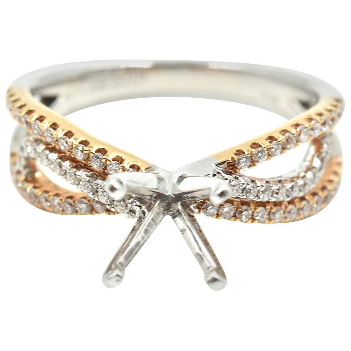 0.33 Carat Diamond 14 Karat White and Rose Gold Semi-Mount Engagement Ring