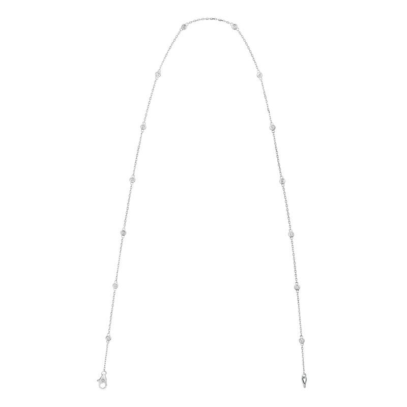Contemporary 0.33 Carat Diamond by the Yard Necklace G SI 14 Karat White Gold 14 Stones For Sale