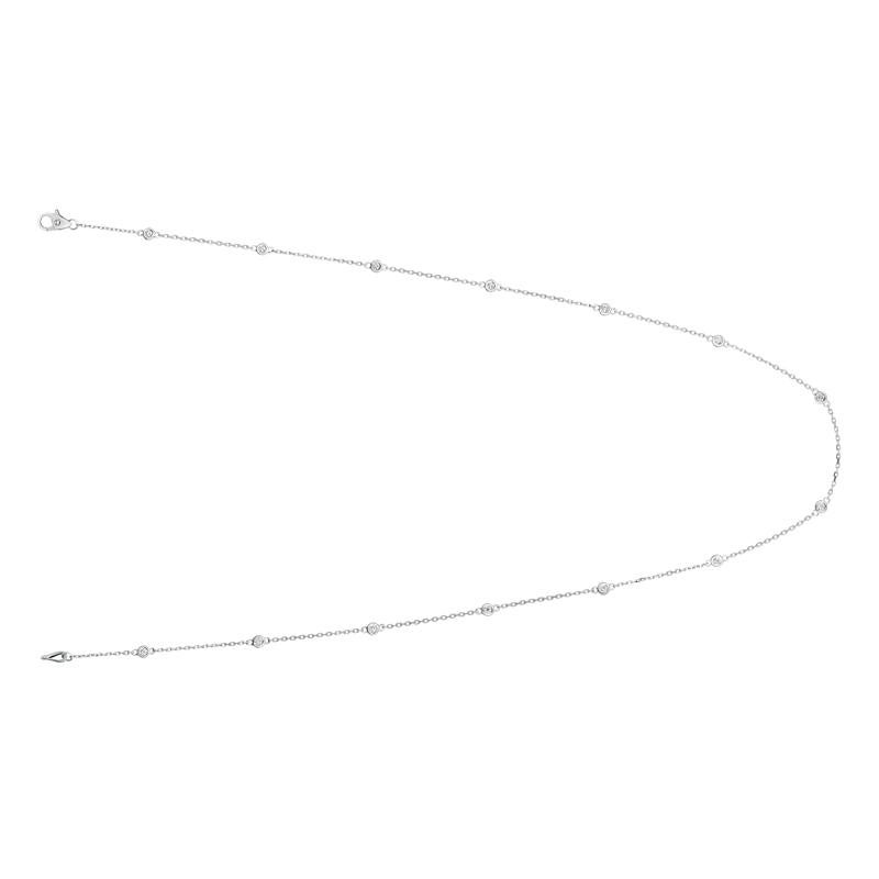 Taille ronde Collier en or blanc 14 carats avec 14 pierres et diamants 0,33 carat G SI en vente