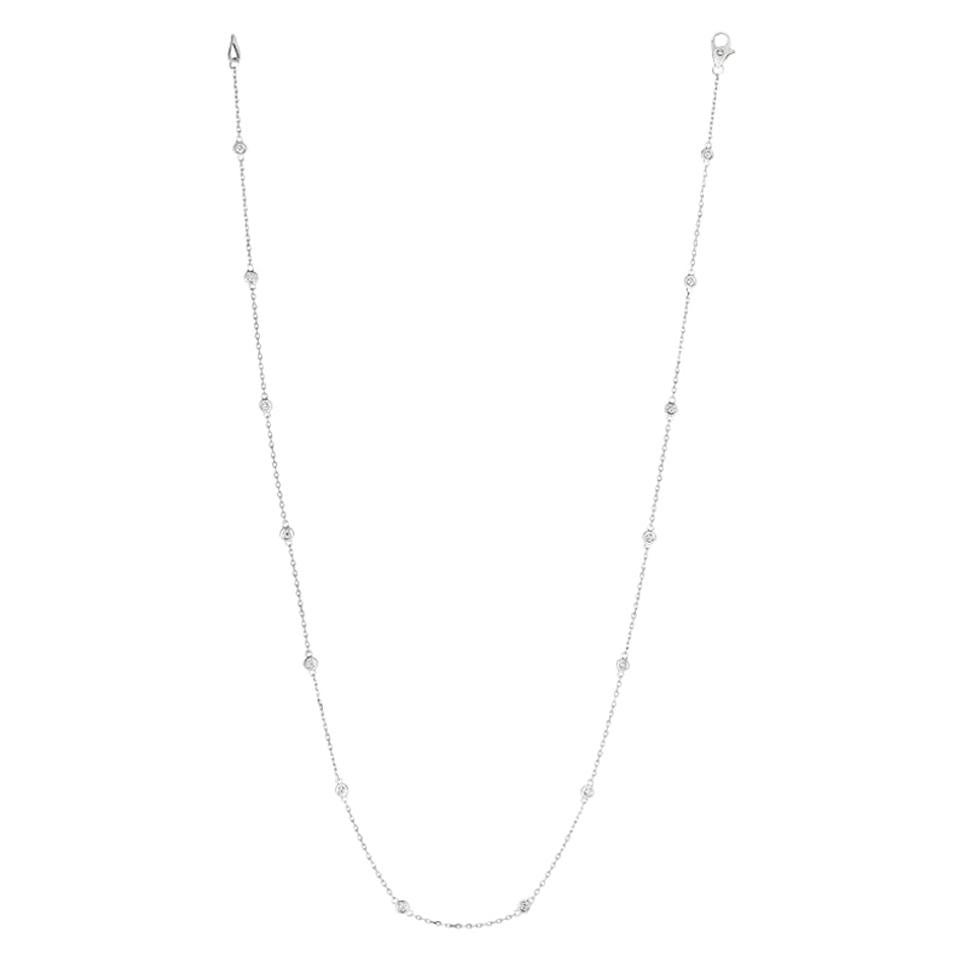 0.33 Carat Diamond by the Yard Necklace G SI 14 Karat White Gold 14 Stones For Sale