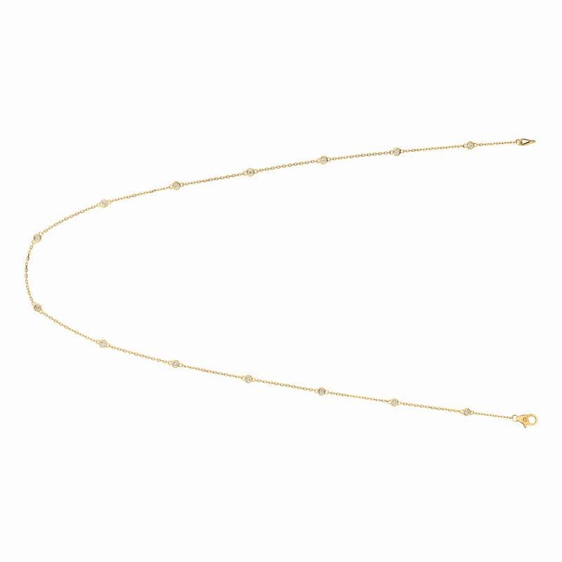 0.33 Carat Diamond by the Yard Necklace G SI 14K Yellow Gold 14 stones 18 inches

100% Natural Diamonds, Not Enhanced in any way Round Cut Diamond by the Yard Necklace
0.33CT
G-H
SI
14K Yellow Gold, Bezel style
18 inches in length
14 stones, 2