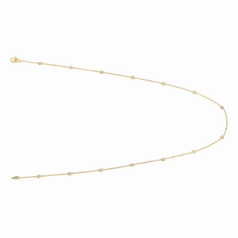 Round Cut 0.33 Carat Diamond by the Yard Necklace G SI 14 Karat Yellow Gold 14 Stones For Sale