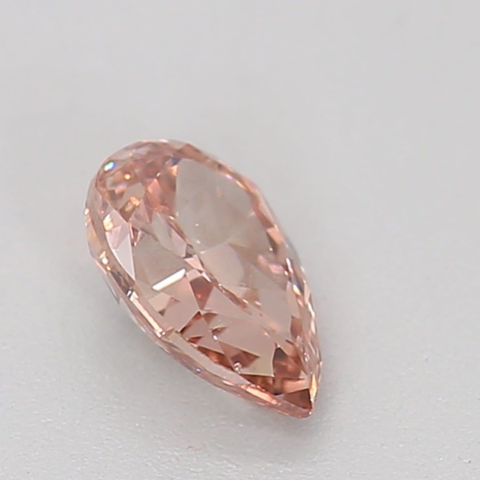 Pear Cut 0.33 Carat Fancy Brownish Orangy Pink Pear cut diamond GIA Certified For Sale