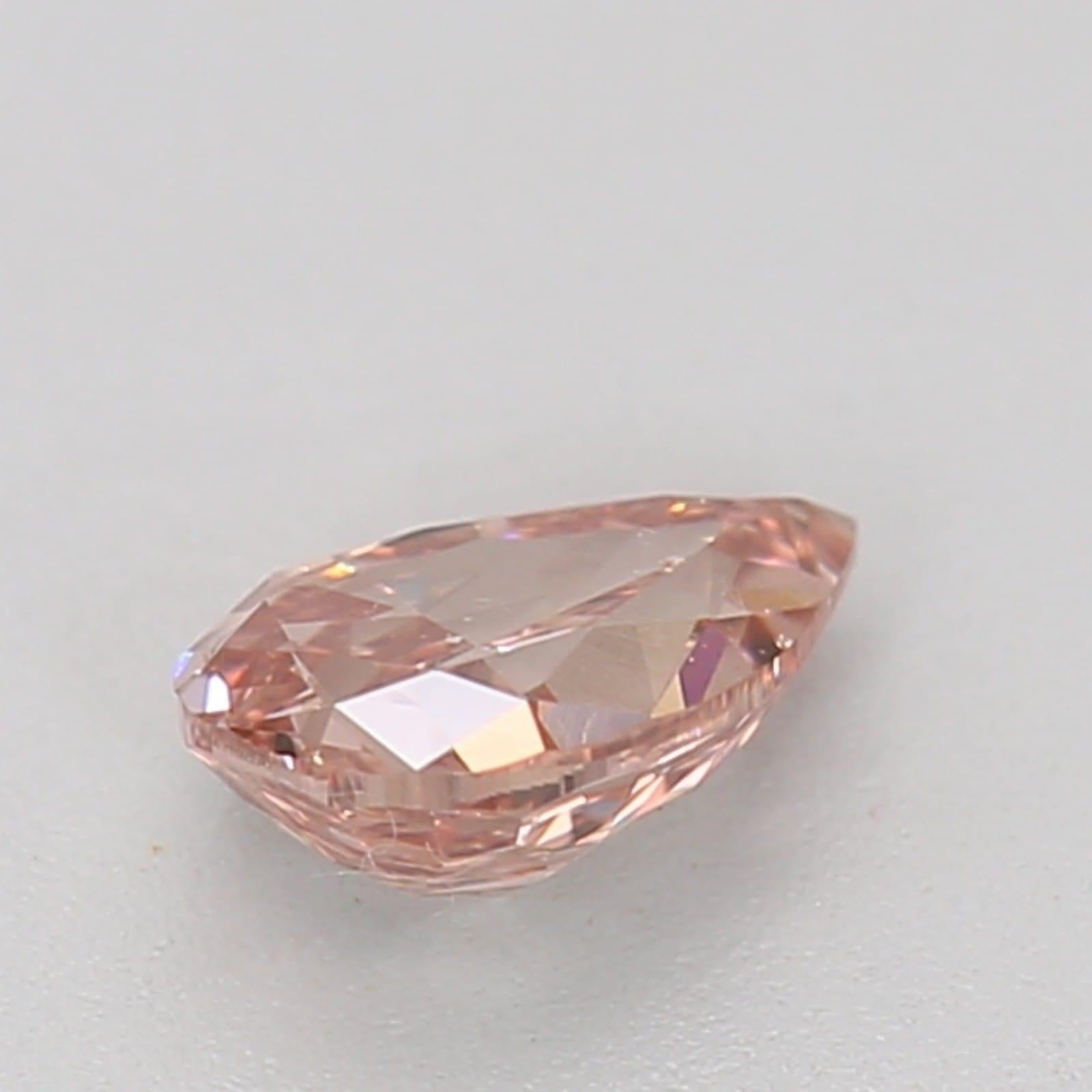 Women's or Men's 0.33 Carat Fancy Brownish Orangy Pink Pear cut diamond GIA Certified For Sale