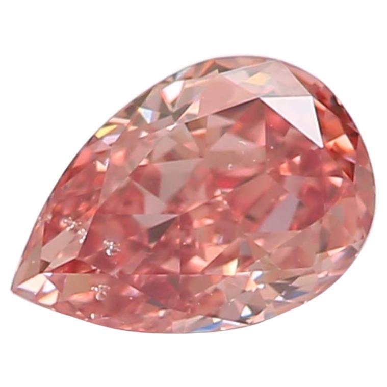 0.33 Carat Fancy Brownish Orangy Pink Pear cut diamond GIA Certified For Sale