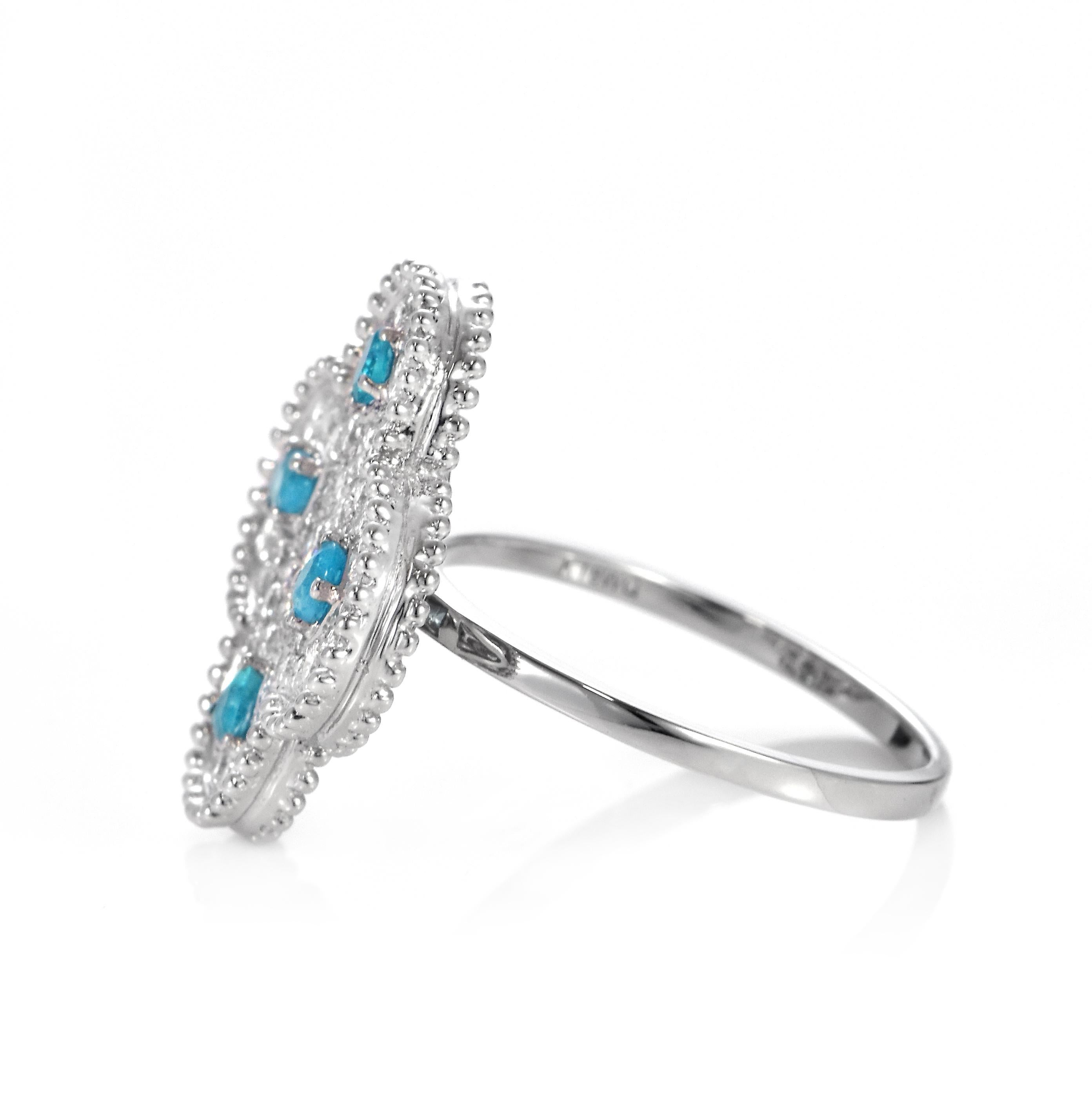 0,33 Karat natürlicher brasilianischer Paraiba-Turmalin-Cluster-Ring aus 18 Karat Gold im Angebot 4
