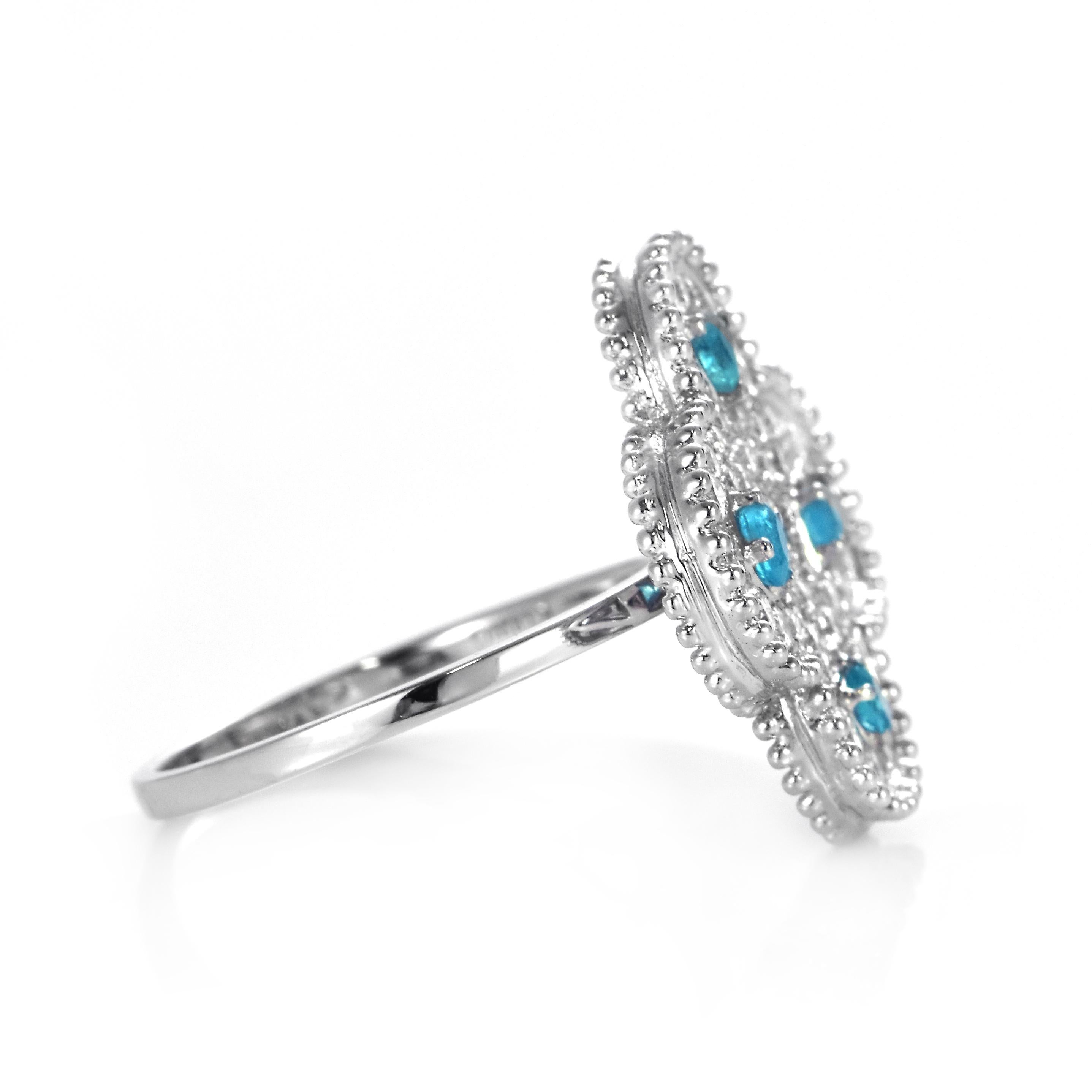 0,33 Karat natürlicher brasilianischer Paraiba-Turmalin-Cluster-Ring aus 18 Karat Gold im Angebot 5