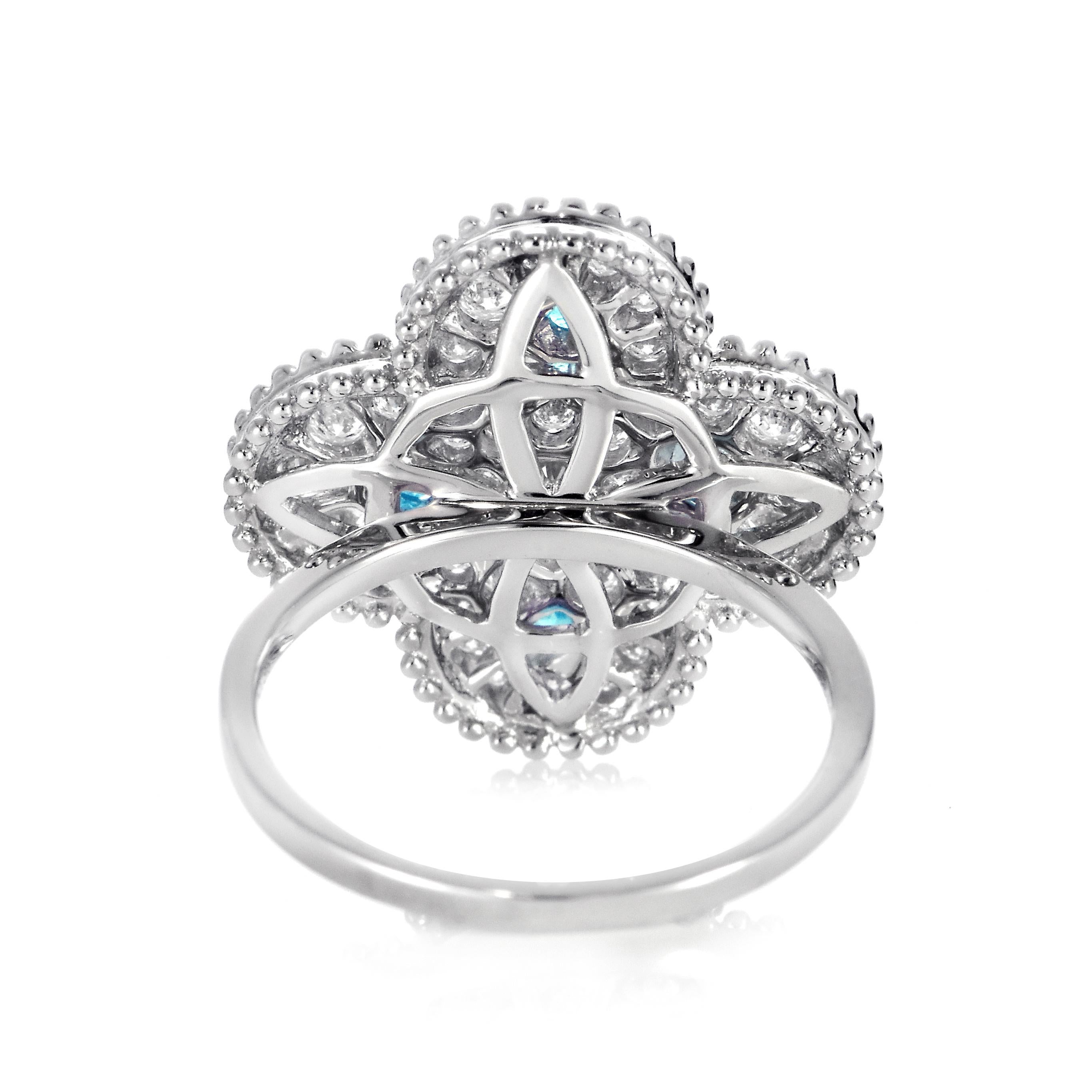 0,33 Karat natürlicher brasilianischer Paraiba-Turmalin-Cluster-Ring aus 18 Karat Gold im Angebot 6