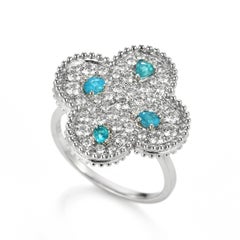 0.33 Carat Natural Brazilian Paraiba Tourmaline Cluster Ring Made in 18K Gold