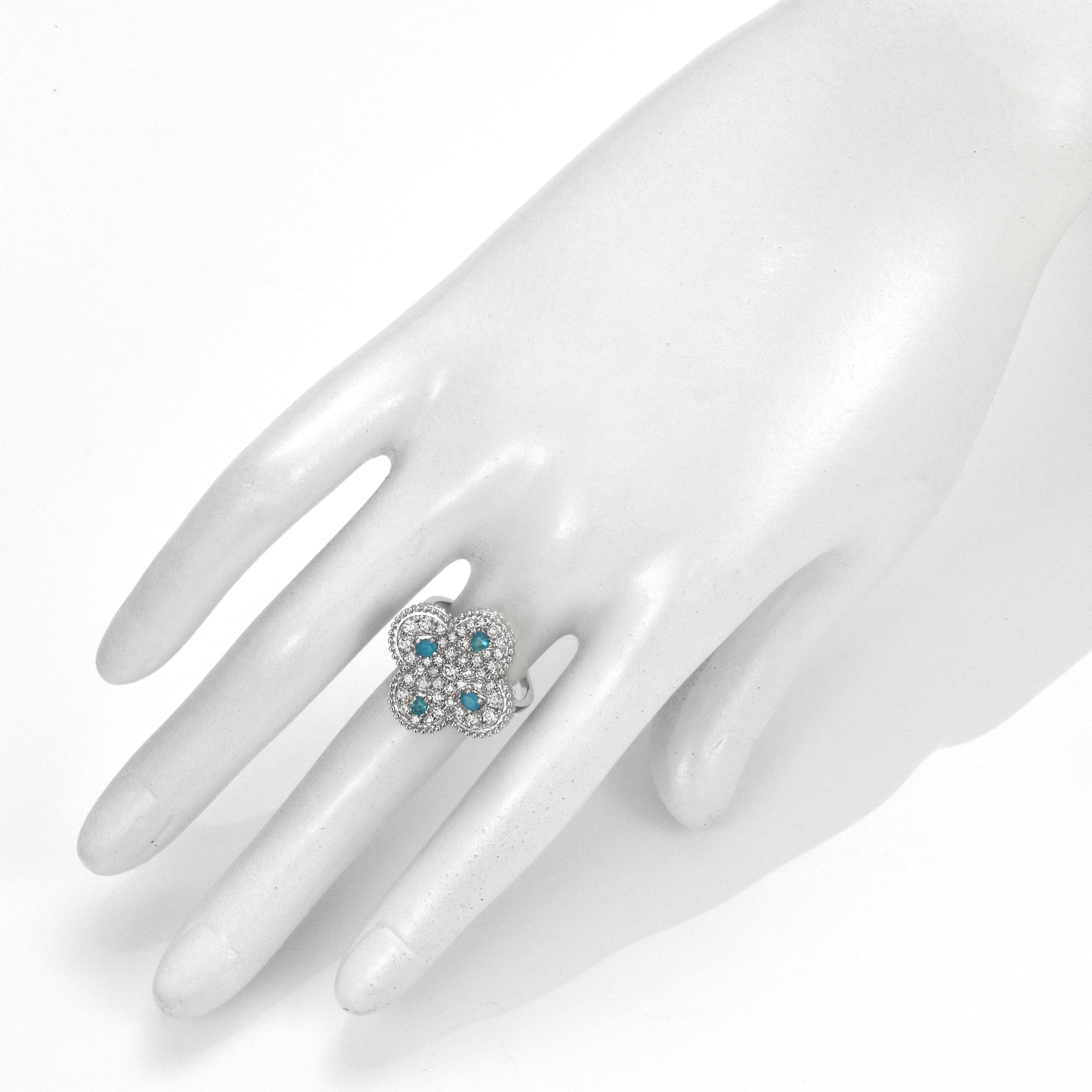 0,33 Karat natürlicher brasilianischer Paraiba-Turmalin-Cluster-Ring aus 18 Karat Gold Damen im Angebot