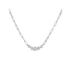 0.33 Carat Natural Diamond Bezel Paper Clip Necklace 14K White Gold