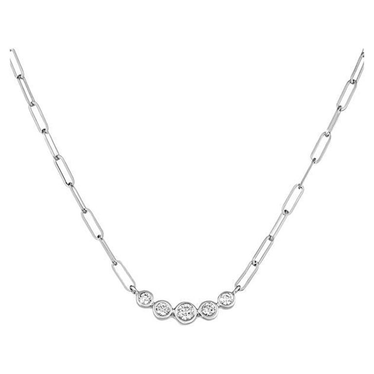 Bezel Set Necklace and Clip in white gold