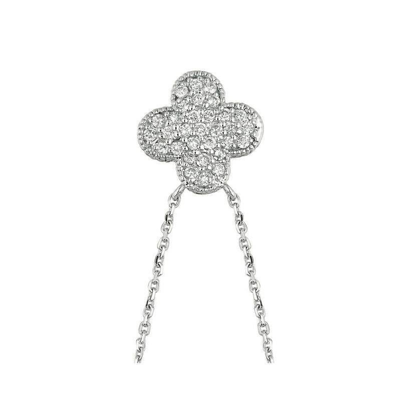 Contemporary 0.33 Carat Natural Diamond Clover Cluster Necklace 14 Karat White Gold G SI For Sale