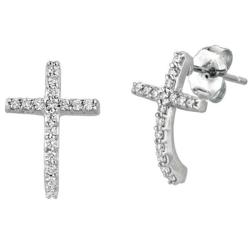 white gold diamond cross earrings