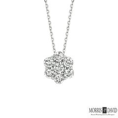 0.33 Carat Natural Diamond Flower Necklace 14 Karat White Gold G SI Chain