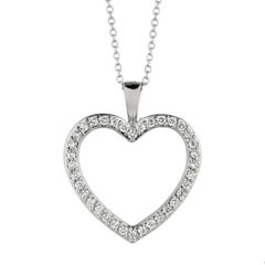 Collar Corazón Diamante Natural 0,33 Quilates G SI Cadena Oro Blanco 14K