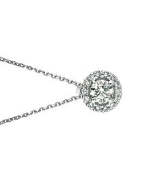 Collier pendentif en or blanc 14 carats avec chaîne G SI et diamants naturels 0,33 carat