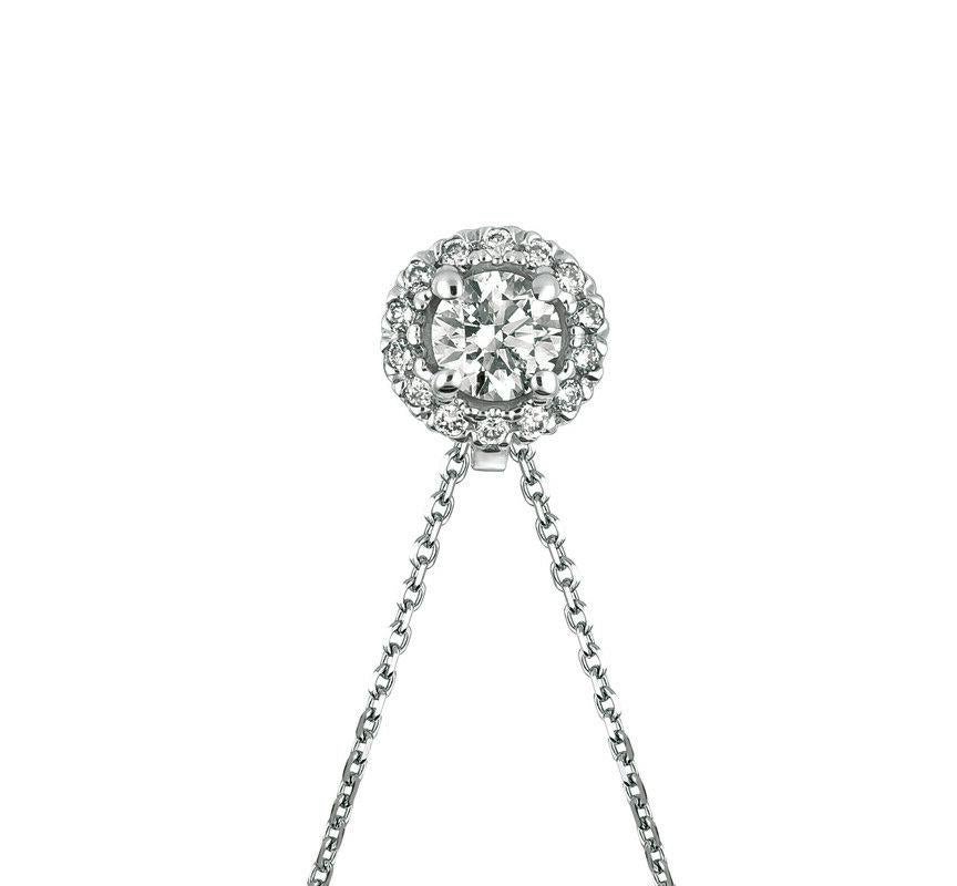 Contemporain Collier pendentif en or blanc 14 carats avec chaîne G SI et diamants naturels 0,33 carat en vente