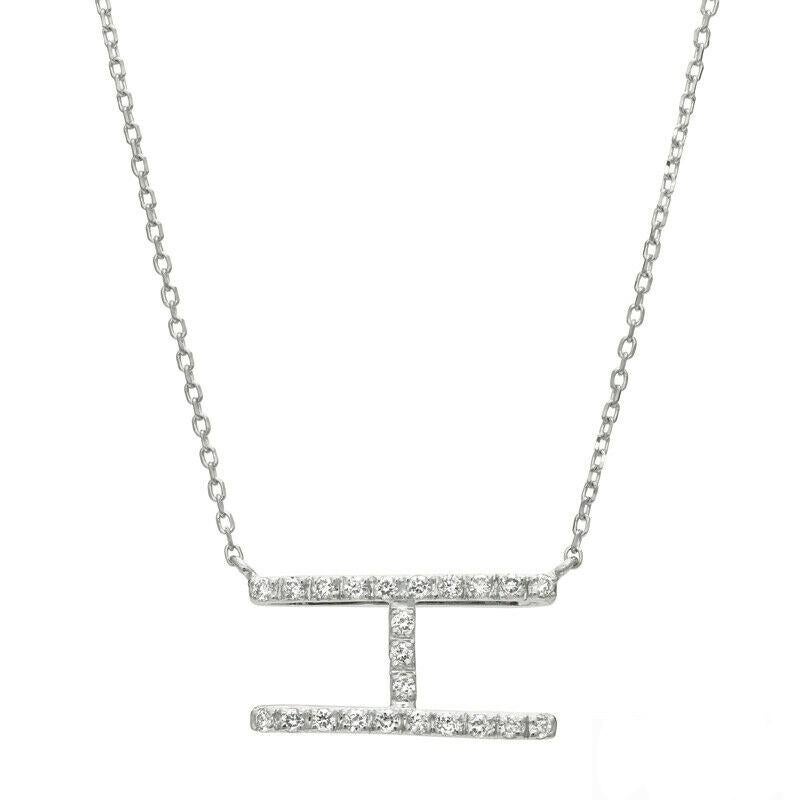 Taille ronde Collier pendentif en or blanc 14 carats avec diamants naturels de 0,33 carat G SI en vente