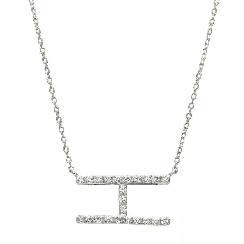0.33 Carat Natural Diamond Pendant Necklace G SI 14K White Gold For Sale