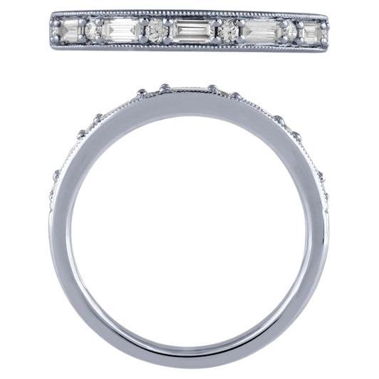 0,33 Quilates Anillo Diamante Natural Banda G-H SI Oro Blanco 14K