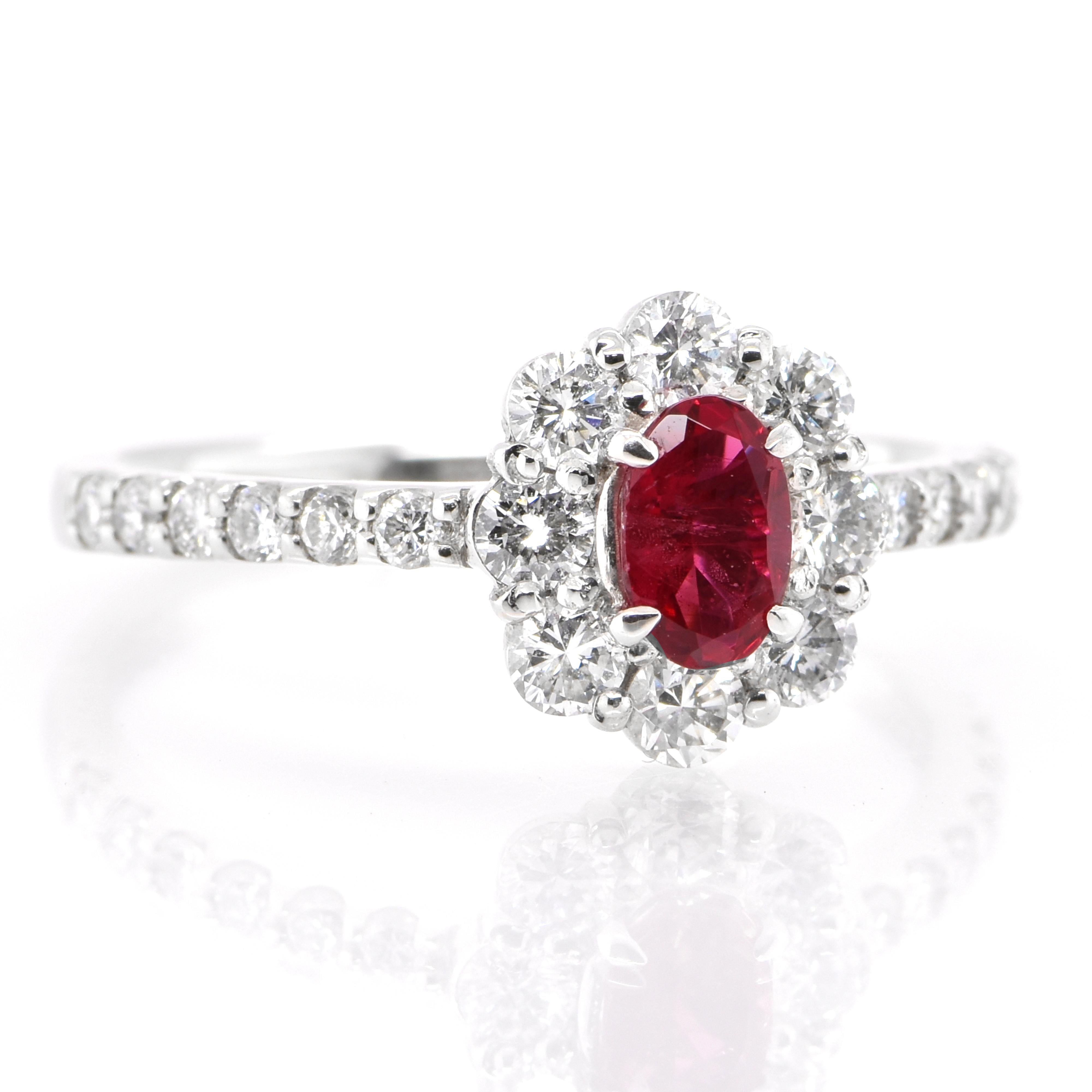 0,33 Karat natürlicher roter Beryll 'Utah, USA' und Diamantring aus Platin (Moderne)