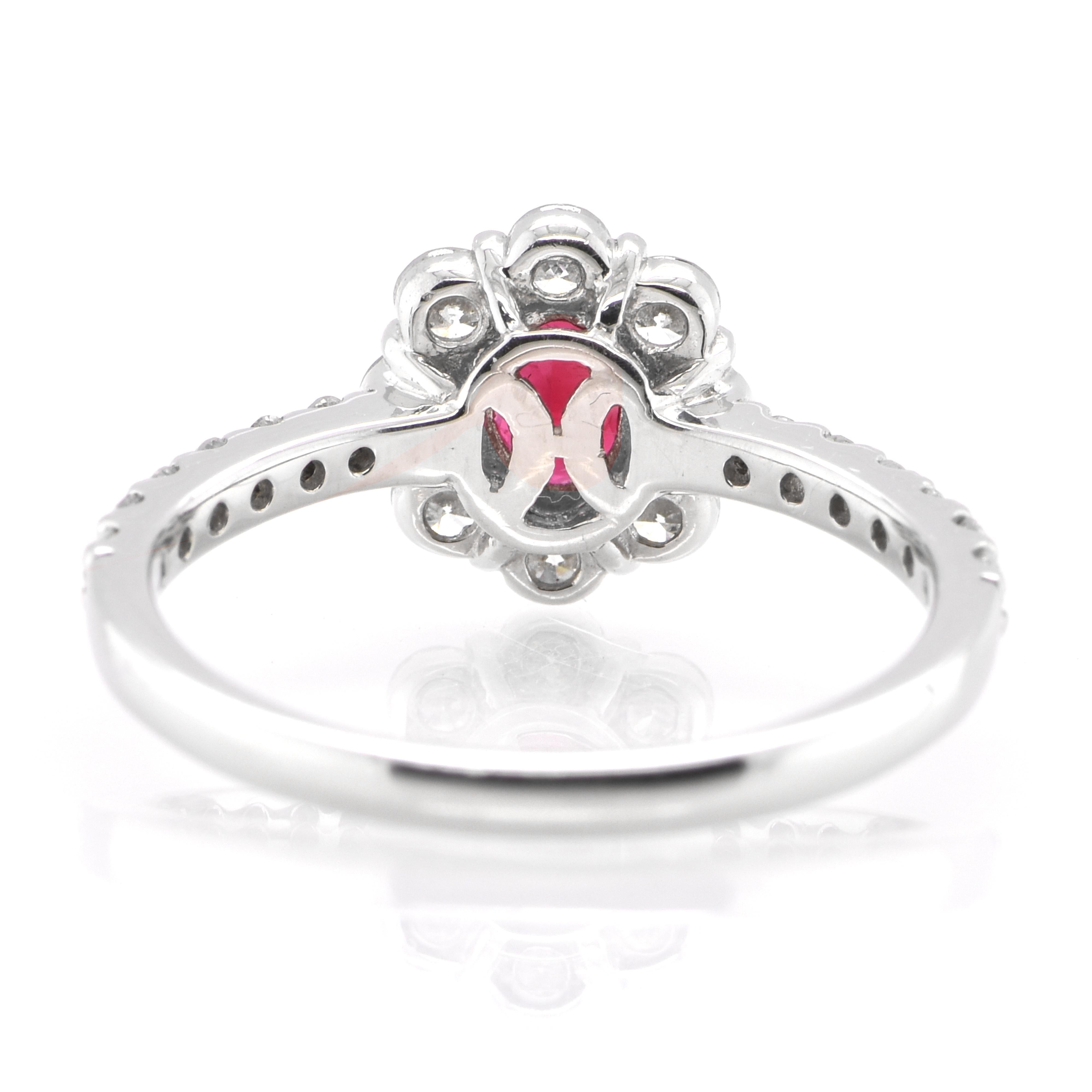 0,33 Karat natürlicher roter Beryll 'Utah, USA' und Diamantring aus Platin Damen