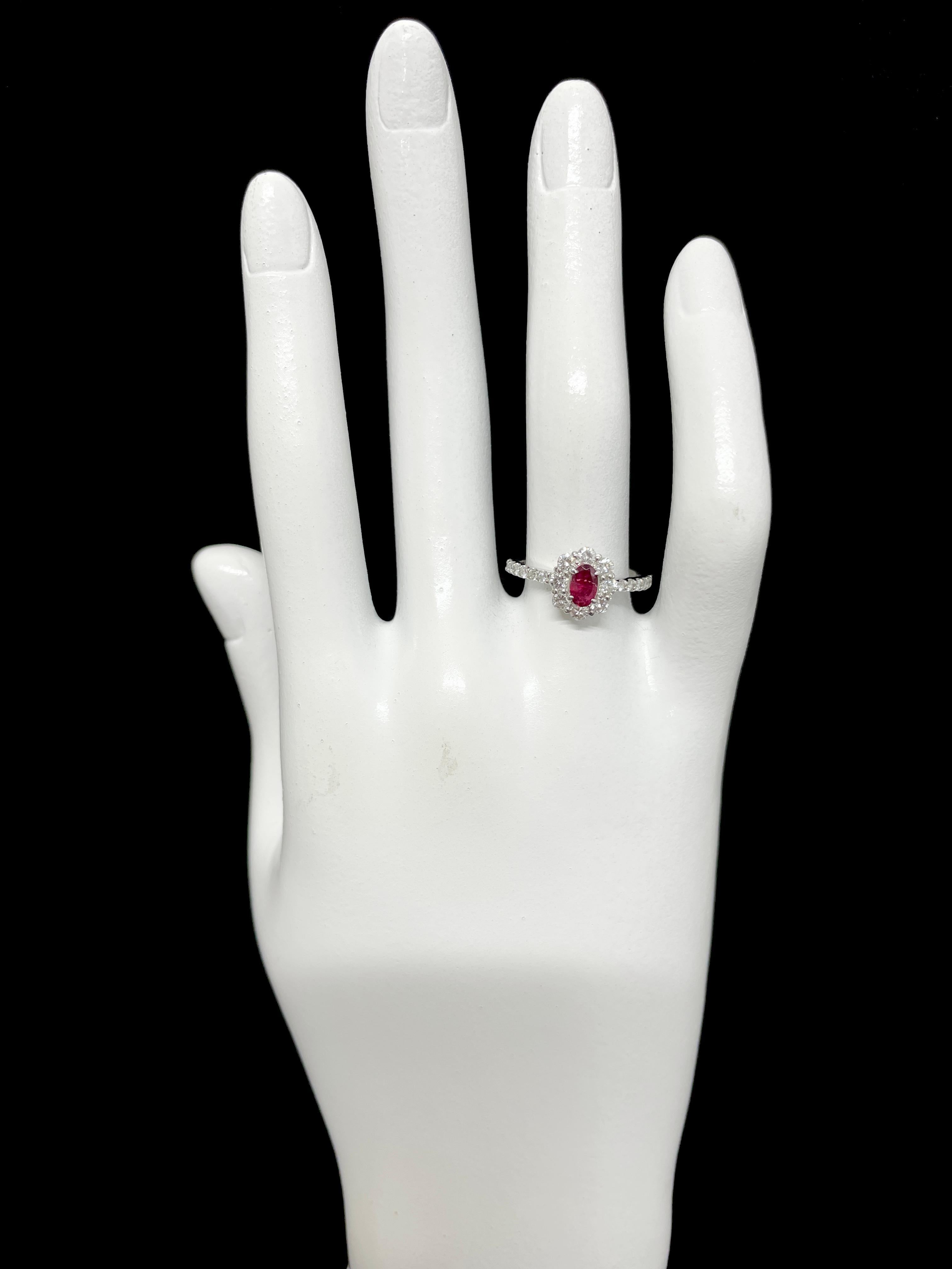 0,33 Karat natürlicher roter Beryll 'Utah, USA' und Diamantring aus Platin 1