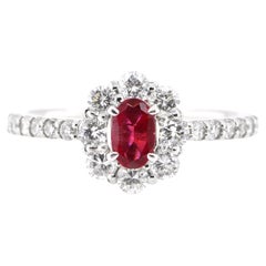 0,33 Karat natürlicher roter Beryll 'Utah, USA' und Diamantring aus Platin