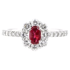 0.33 Carat Natural Red Beryl 'Utah, USA' and Diamond Ring Set in Platinum