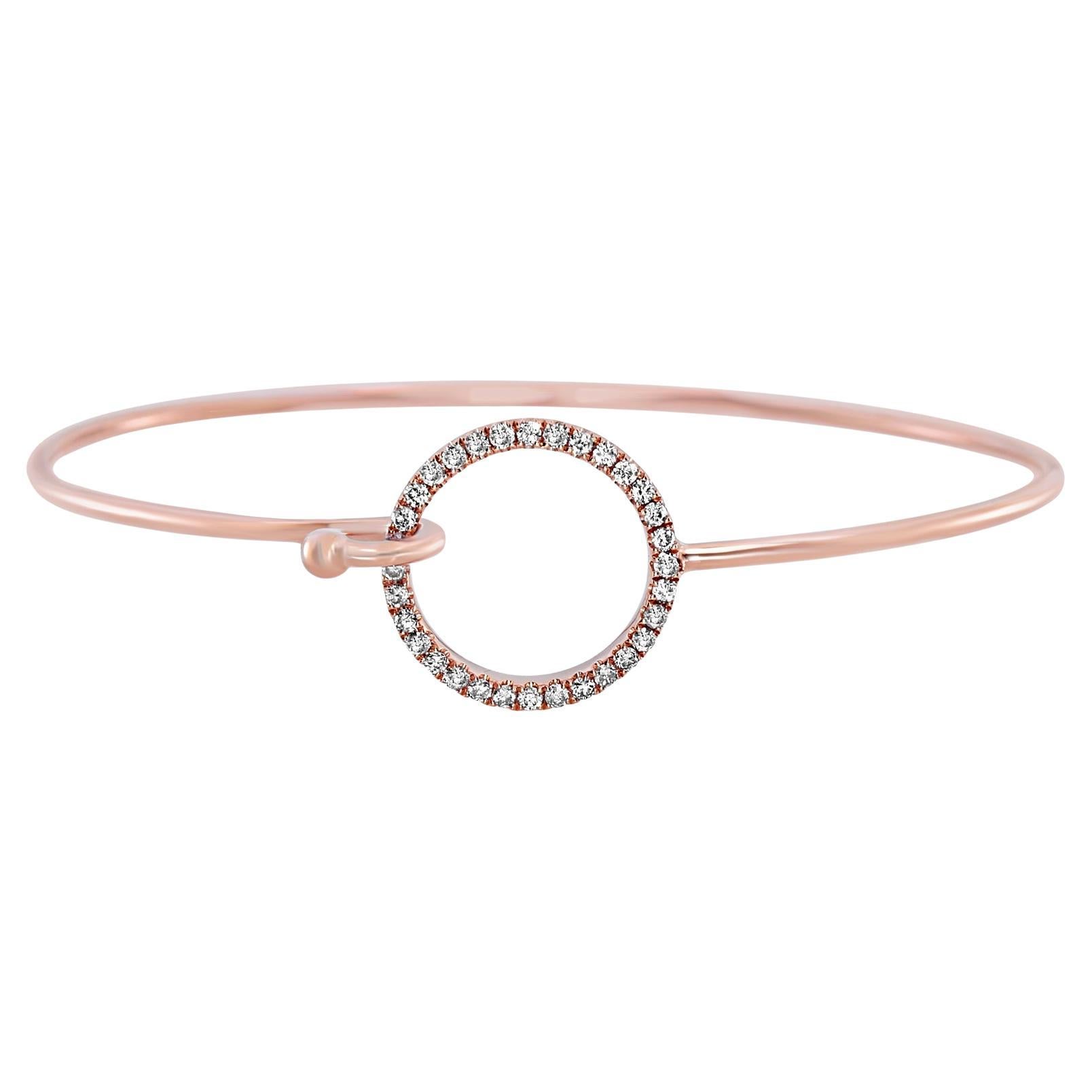 0.33 Carat Pink Diamond Rose Gold Bangle For Sale