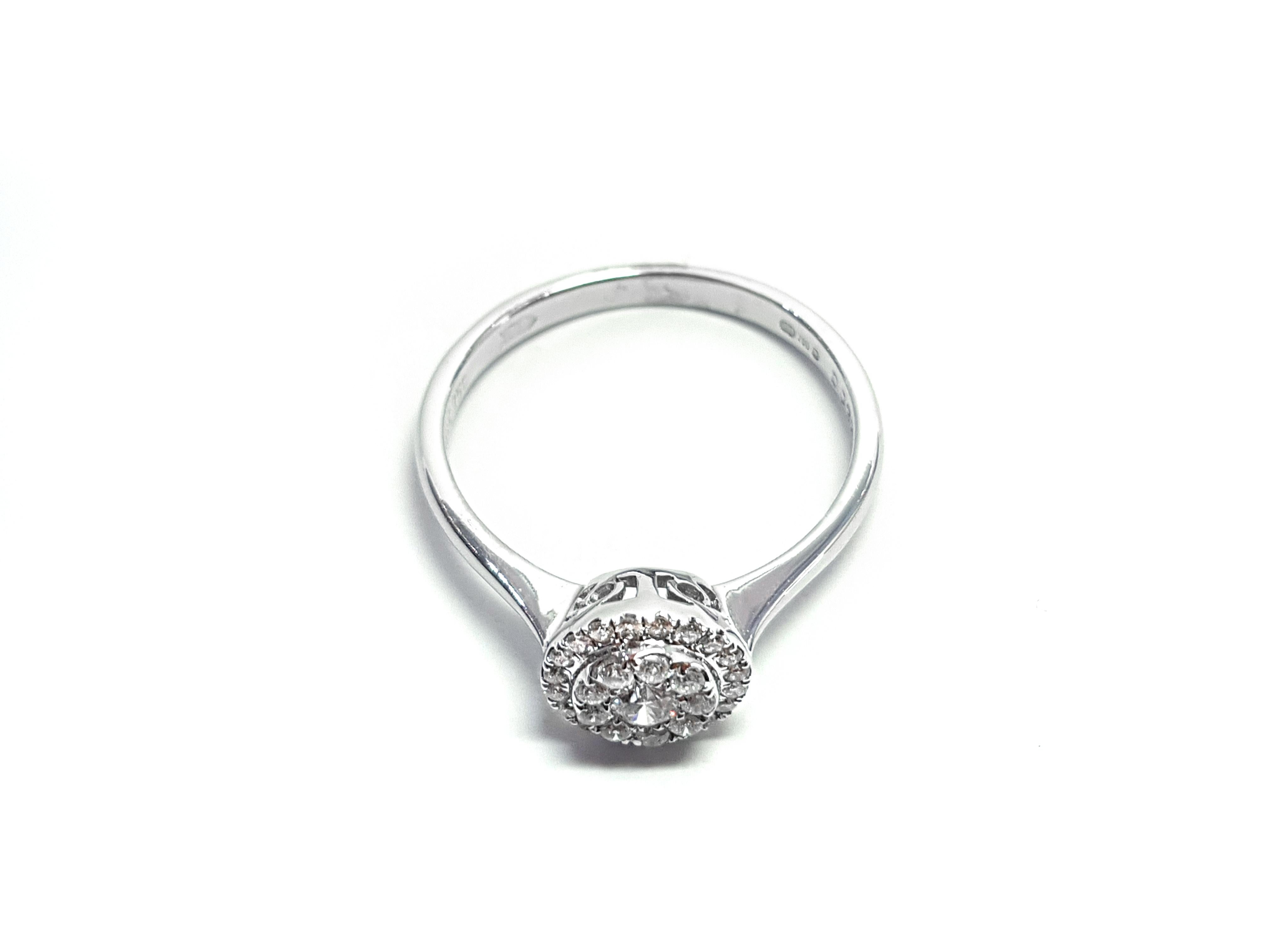 Women's 0.33 Carat Round Cut Cluster 18 Karat White Gold Halo Engagement Diamond Ring For Sale