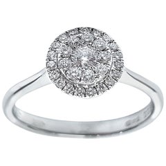 0.33 Carat Round Cut Cluster 18 Karat White Gold Halo Engagement Diamond Ring
