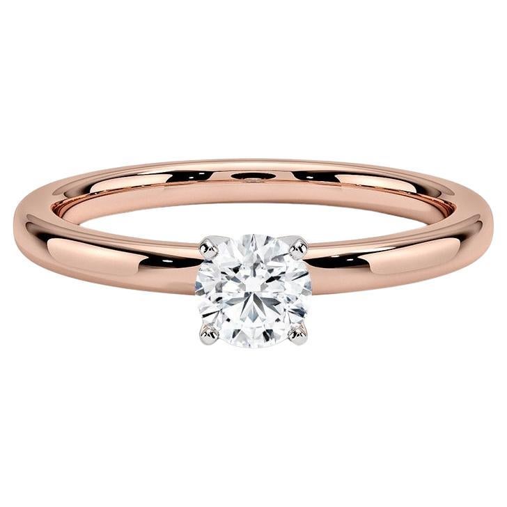 0,33 Karat runder Diamant-Ring mit 4 Zacken aus 14 Karat Roségold im Angebot