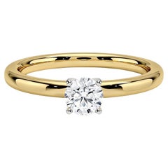 0,33 Karat runder Diamant-Ring mit 4 Zacken aus 14k Gelbgold