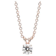 Pendentif solitaire en or rose 14 carats avec diamants ronds de 0,33 carat