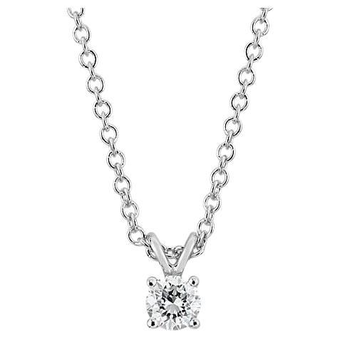 Pendentif solitaire en or blanc 14 carats avec diamants ronds de 0,33 carat