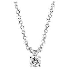 Pendentif solitaire en or blanc 14 carats avec diamants ronds de 0,33 carat