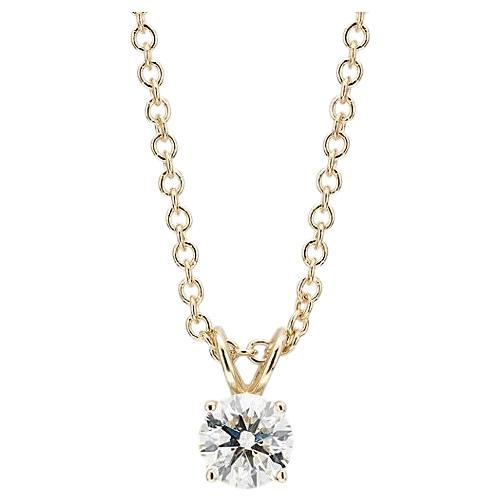 0.33 Carat Round Diamond Solitaire Pendant in 14 Karat Yellow Gold