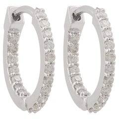 0.33 Carat SI Clarity HI Color Diamond Hoop Earrings 10 Karat White Gold Jewelry